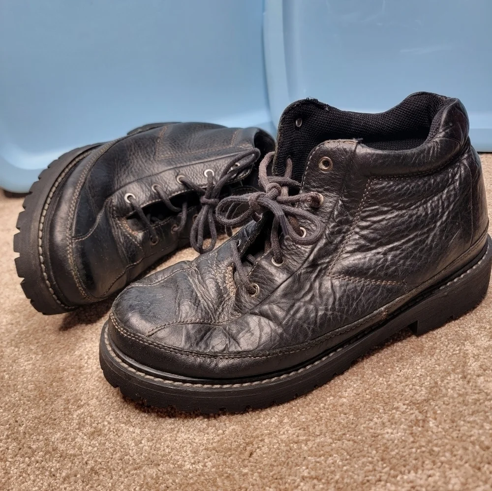 RJ COLT black leather men vintage boots 10.5